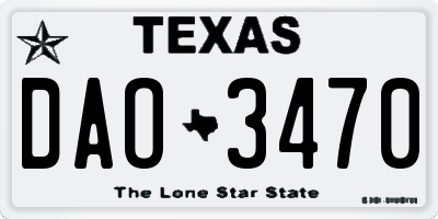 TX license plate DAO3470