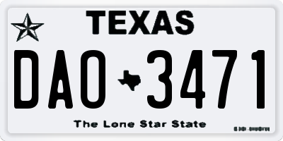 TX license plate DAO3471