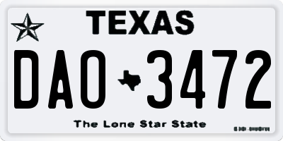 TX license plate DAO3472