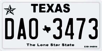 TX license plate DAO3473