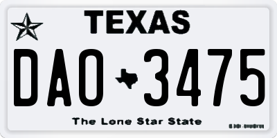 TX license plate DAO3475