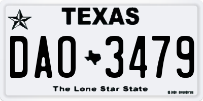 TX license plate DAO3479