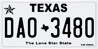 TX license plate DAO3480