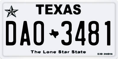 TX license plate DAO3481