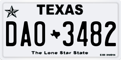 TX license plate DAO3482