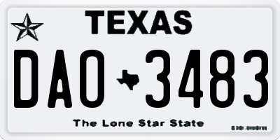 TX license plate DAO3483