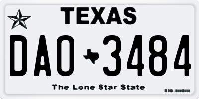 TX license plate DAO3484