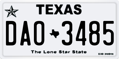 TX license plate DAO3485