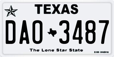 TX license plate DAO3487