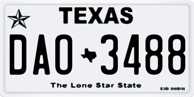 TX license plate DAO3488