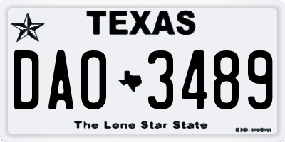 TX license plate DAO3489