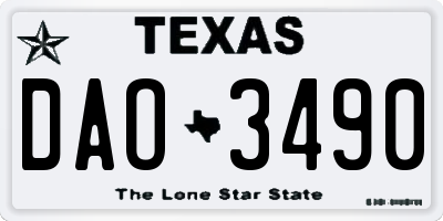 TX license plate DAO3490
