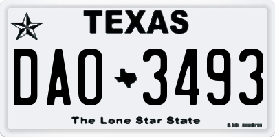 TX license plate DAO3493