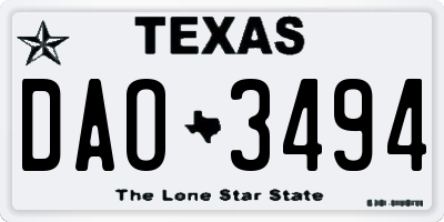 TX license plate DAO3494