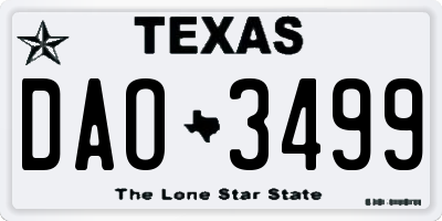 TX license plate DAO3499
