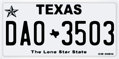 TX license plate DAO3503