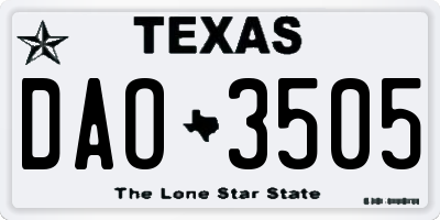TX license plate DAO3505