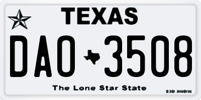 TX license plate DAO3508
