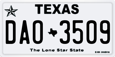 TX license plate DAO3509