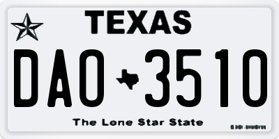 TX license plate DAO3510