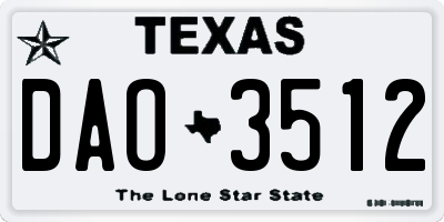TX license plate DAO3512