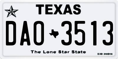 TX license plate DAO3513