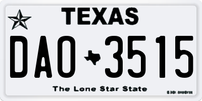TX license plate DAO3515