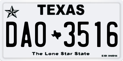 TX license plate DAO3516