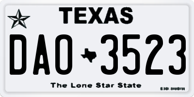 TX license plate DAO3523
