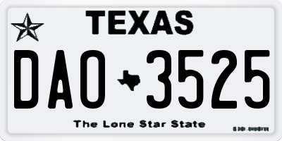 TX license plate DAO3525