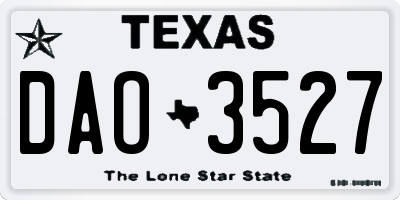 TX license plate DAO3527