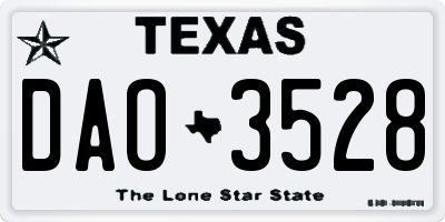 TX license plate DAO3528