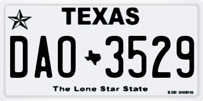TX license plate DAO3529