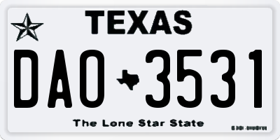 TX license plate DAO3531