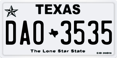 TX license plate DAO3535