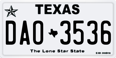 TX license plate DAO3536