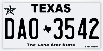 TX license plate DAO3542