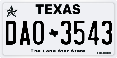 TX license plate DAO3543