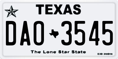 TX license plate DAO3545
