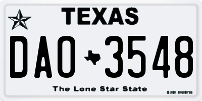 TX license plate DAO3548