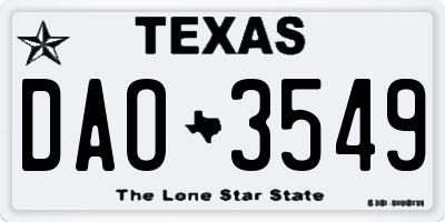 TX license plate DAO3549