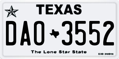 TX license plate DAO3552