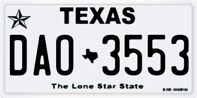 TX license plate DAO3553