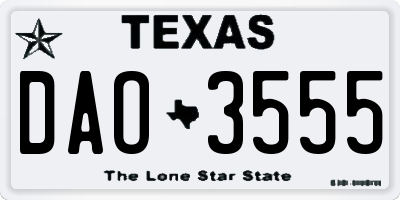TX license plate DAO3555