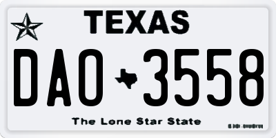 TX license plate DAO3558