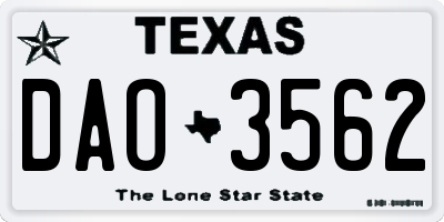 TX license plate DAO3562
