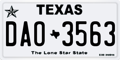 TX license plate DAO3563