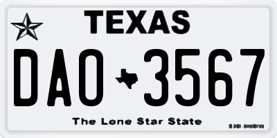 TX license plate DAO3567