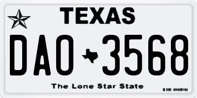 TX license plate DAO3568
