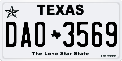 TX license plate DAO3569